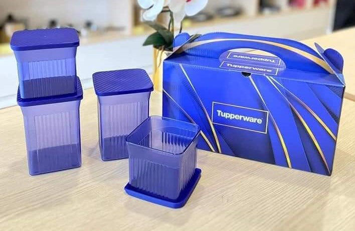Elegant Blue Square Set of 4 with Gift Box (Instock)