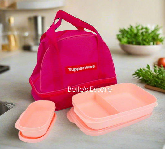 Pink 2-tier Lunch Bag Set Pink (Instock)