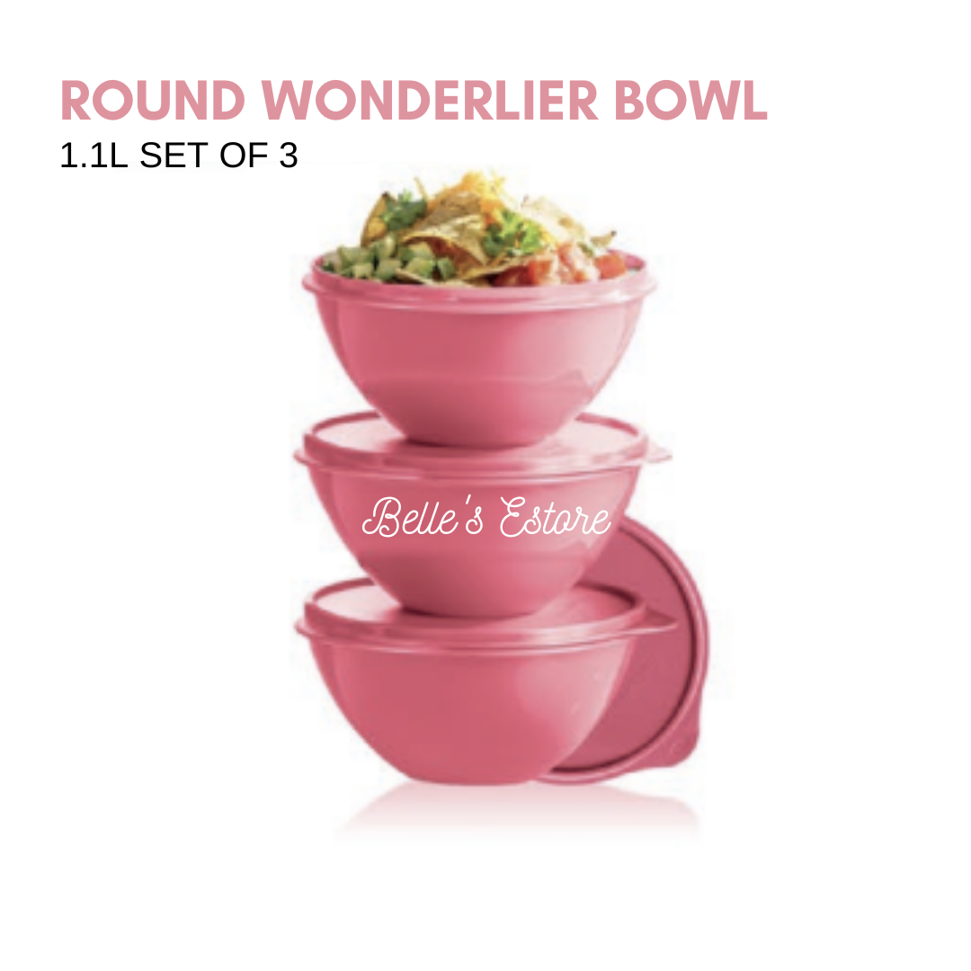 Round Wonderlier Bowl Pink 1.1L Set of 3 (Instock)