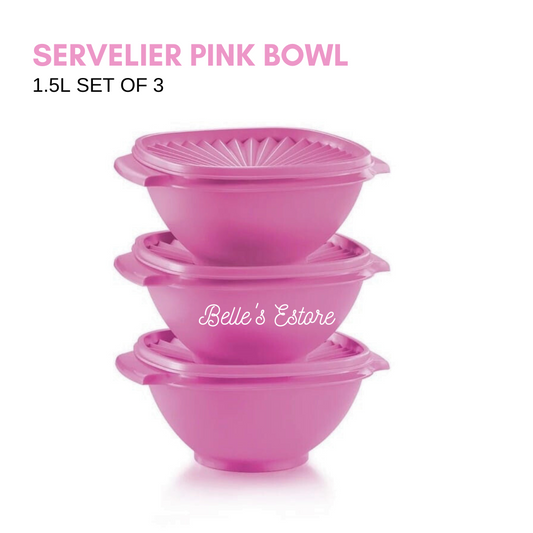 Servelier Pink Bowl 1.5L Set of 3 (Instock)