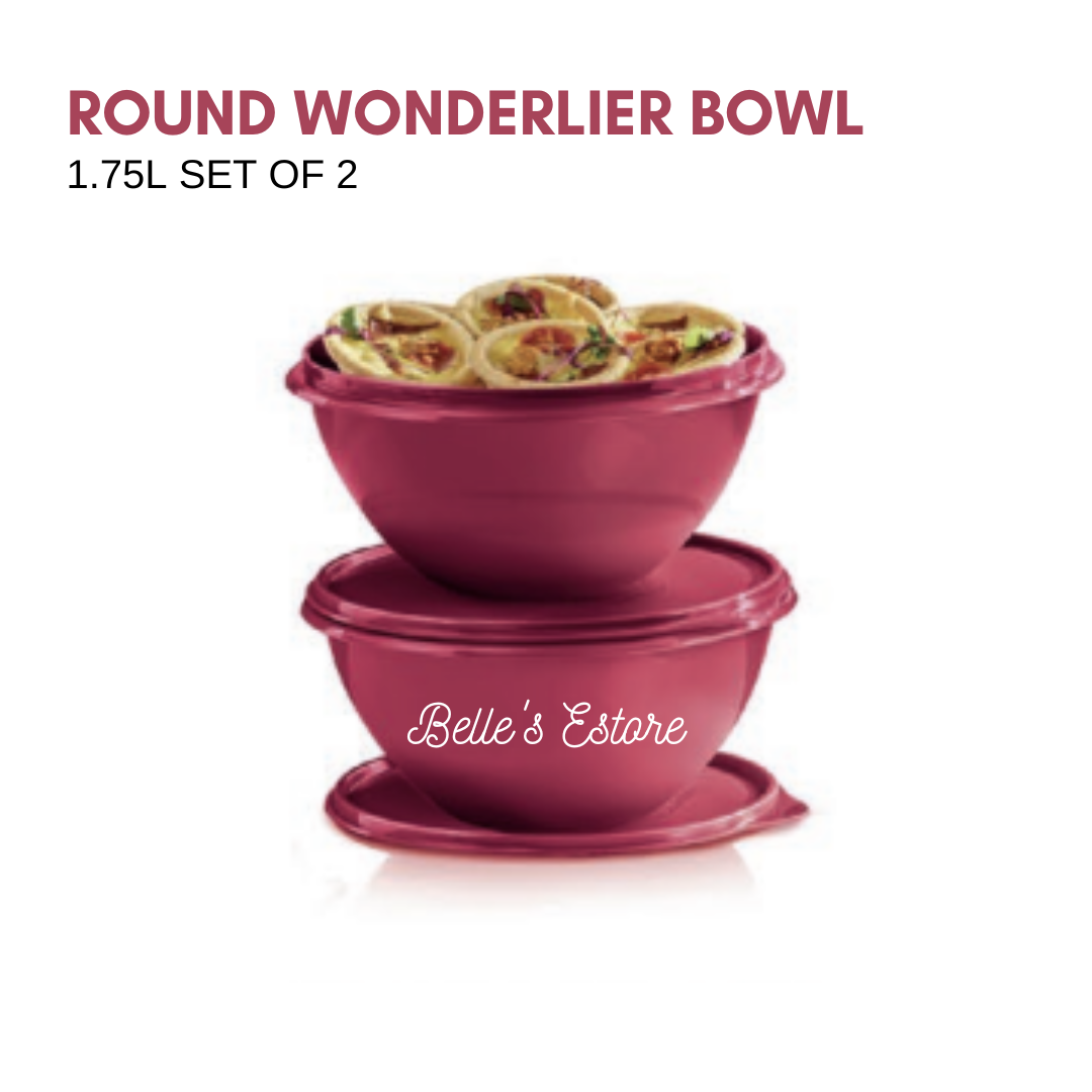 Round Wonderlier Bowl Dark Pink 1.75L Set of 2 (Instock)