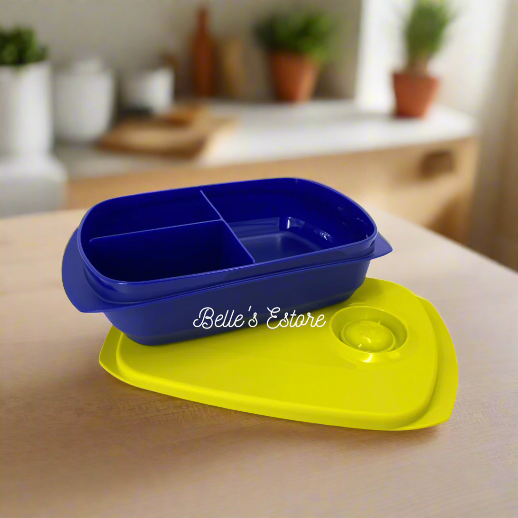 Reheatable Divided Lunch Box 1L Blue Green (Instock)