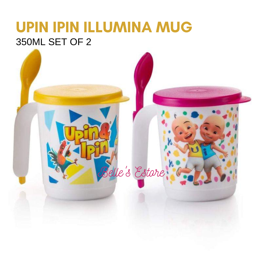 Upin & Ipin Mug Set of 2 Yellow & Pink (Instock)