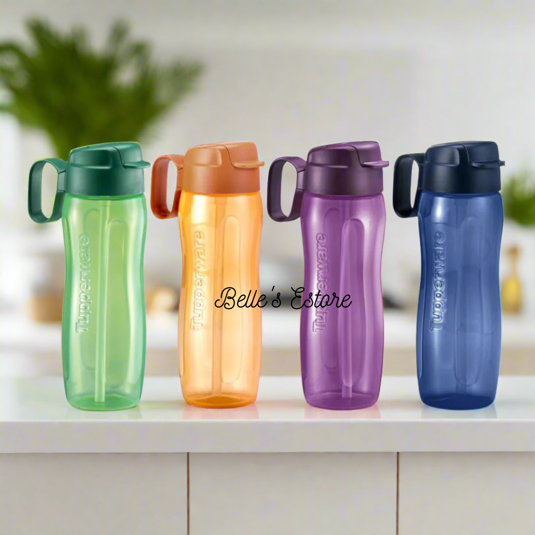 Slim Eco Bottle 500ml Set of 4 with Straw & Handle (Instock)