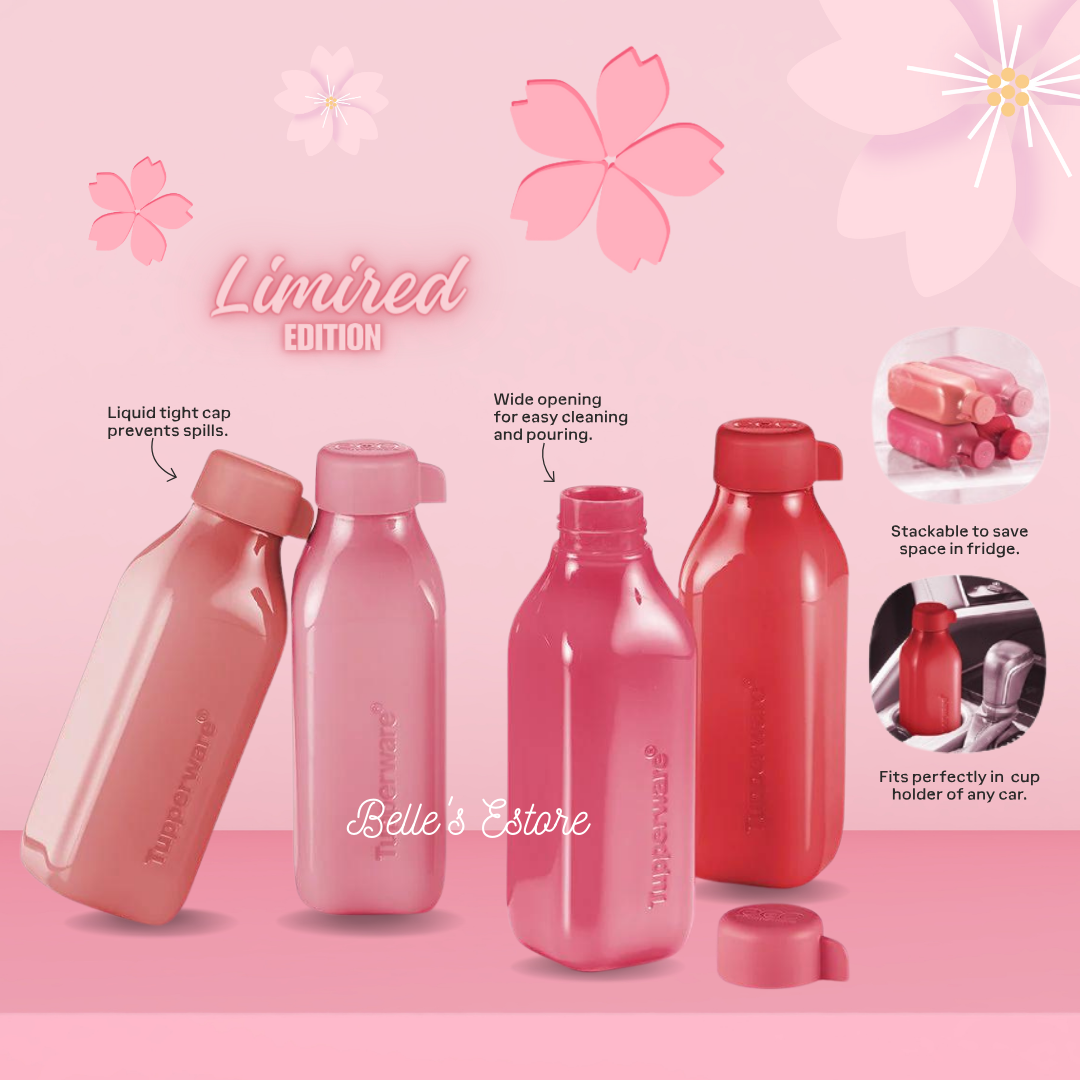 Square Eco Bottle Pink Series 500ml Set of 4 (Instock)