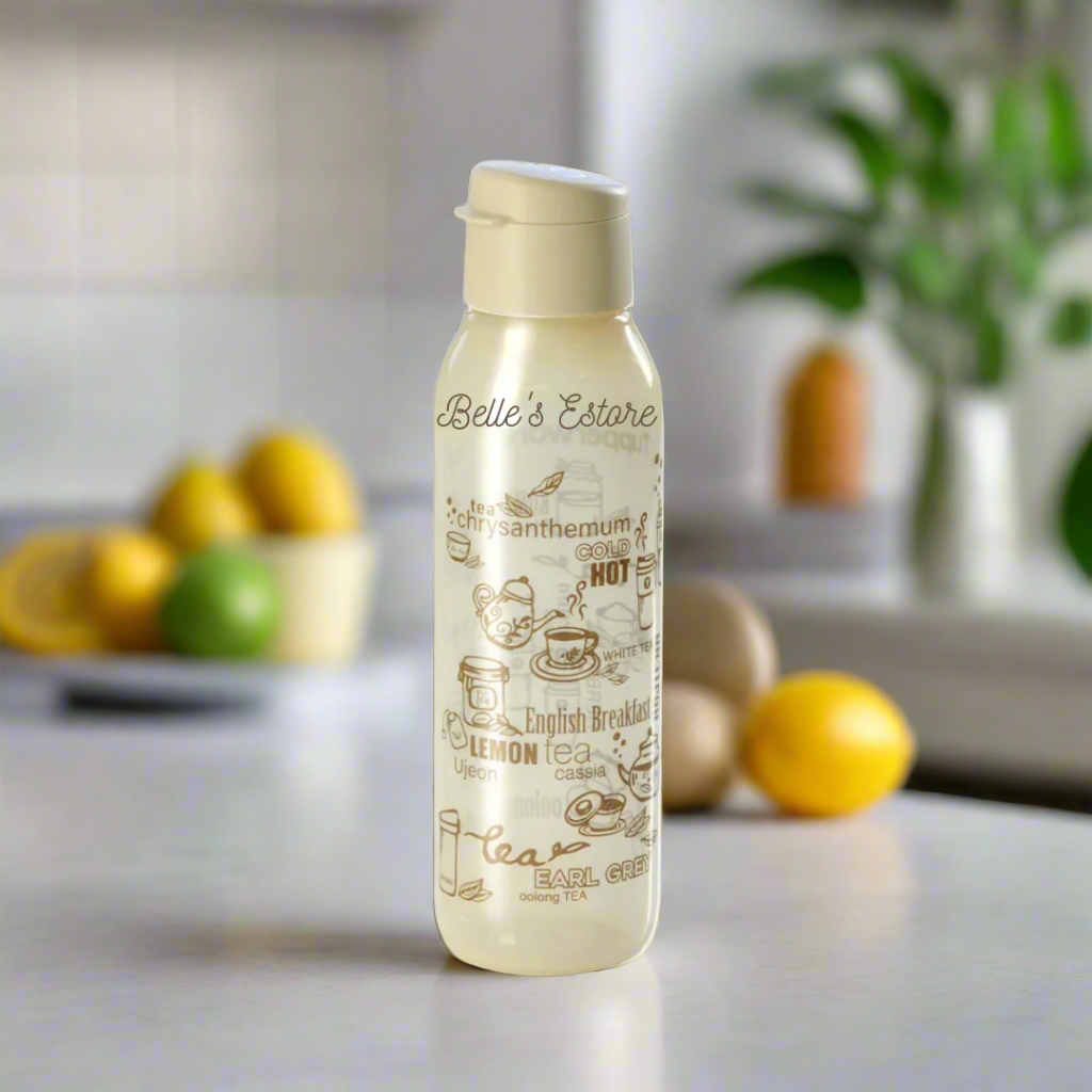 Round Printed Eco Bottle 750ml Beige/Dark Brown (Instock)