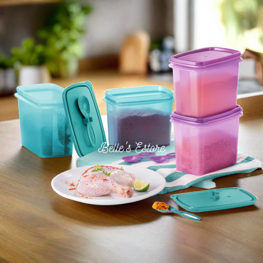 Shelf Savers with Spoon 840ml Set of 4 Purple Turquoise (Instock)