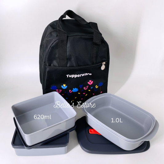 Black Pop Tulip Bag Lunch Bag Set (Instock)