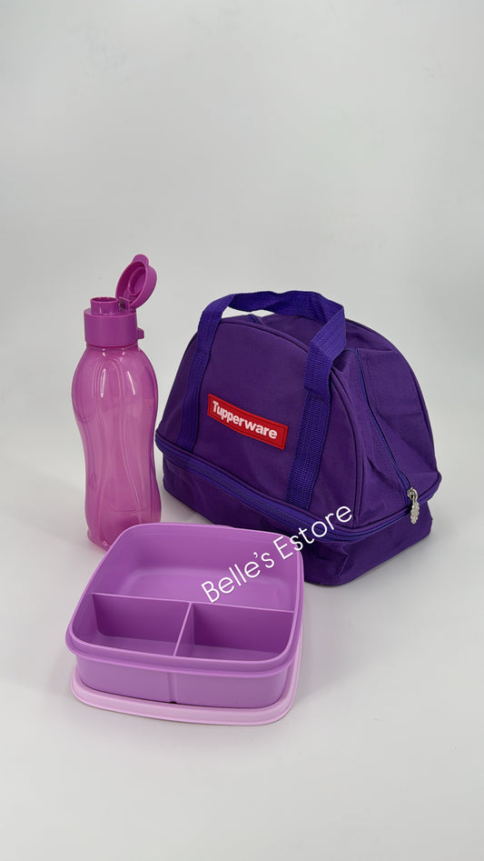 Purple 2-tier lunch bag set (Instock)