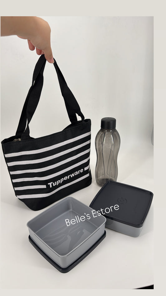 Black stripes Lunch Bag Set (Instock)