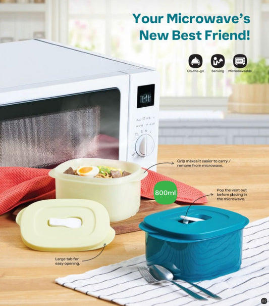 Crystal microwaveable lunch 800 ml set of 2 (Instock)