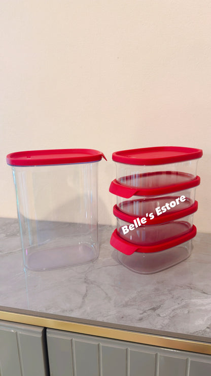 Red Ultra Clear Containers set of 5 (Instock)