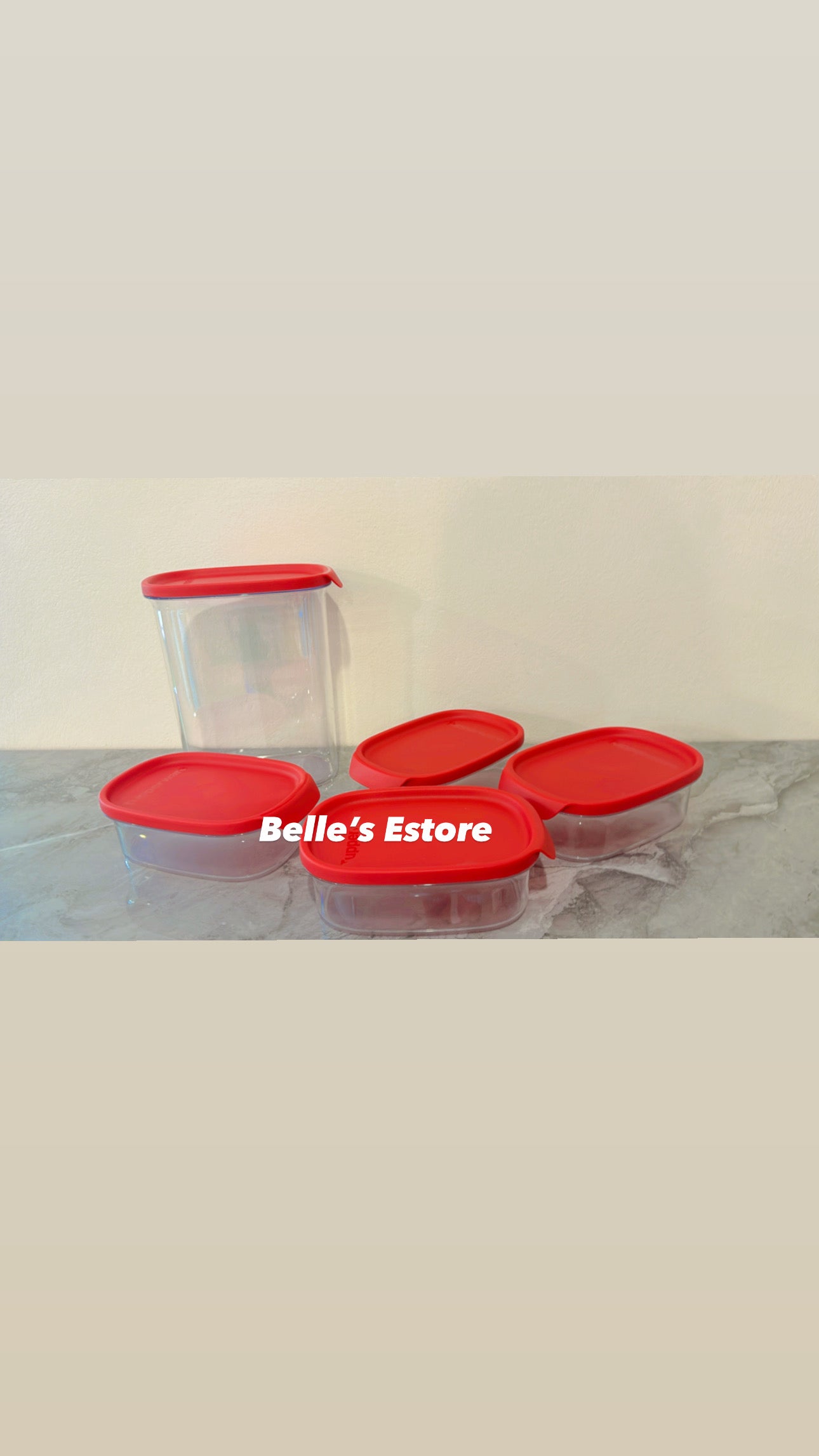 Red Ultra Clear Containers set of 5 (Instock)