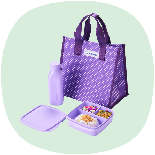 Purple polka dot Lunch Bag Set (Instock)