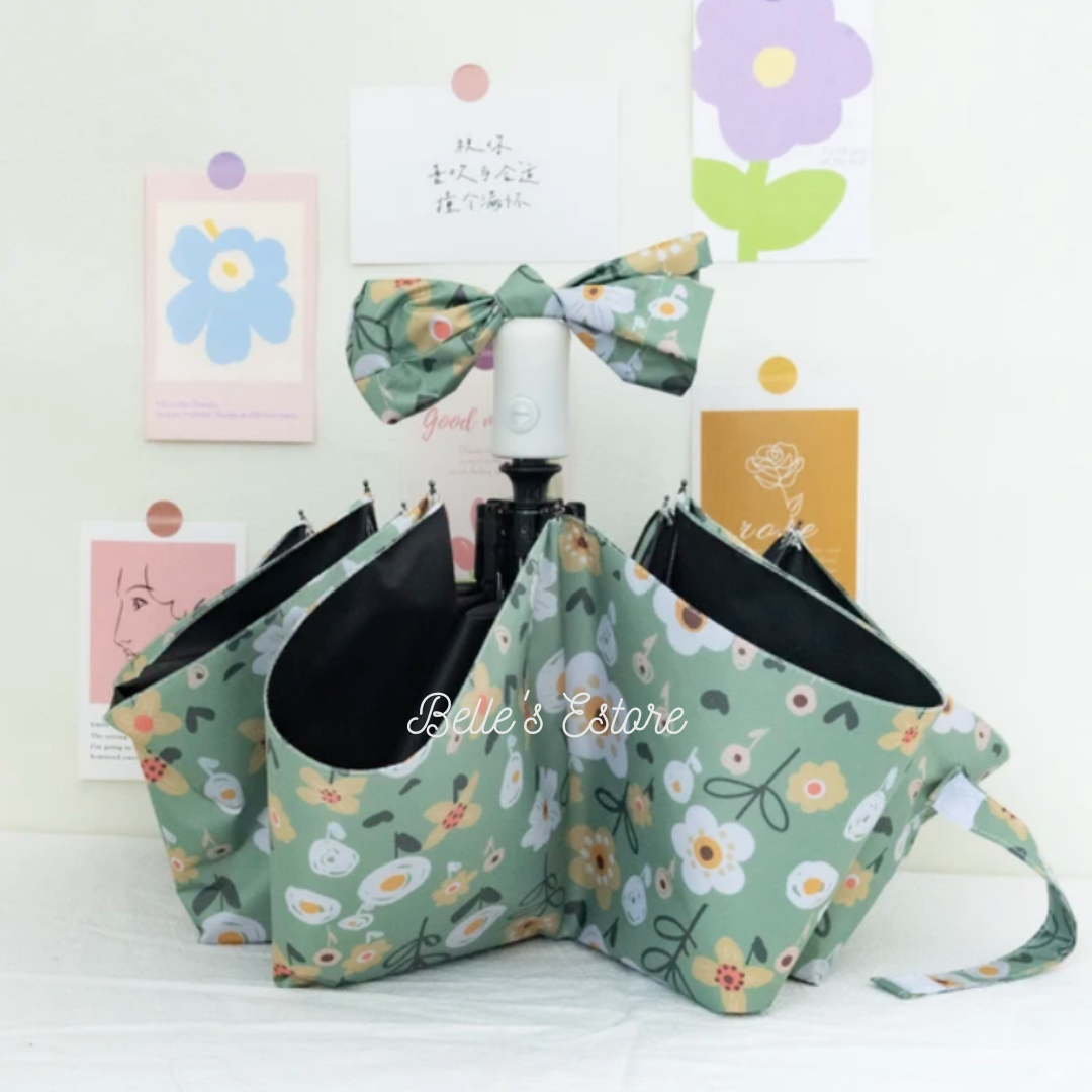 Flowery Patterned Automatic Foldable Umbrella (Pre-Order)