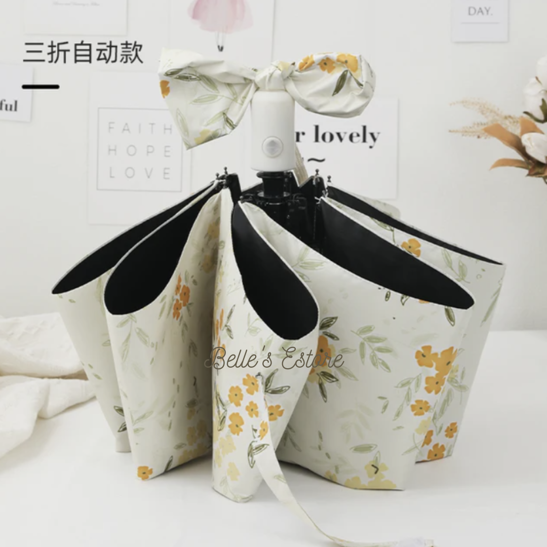 Flowery Patterned Automatic Foldable Umbrella (Pre-Order)