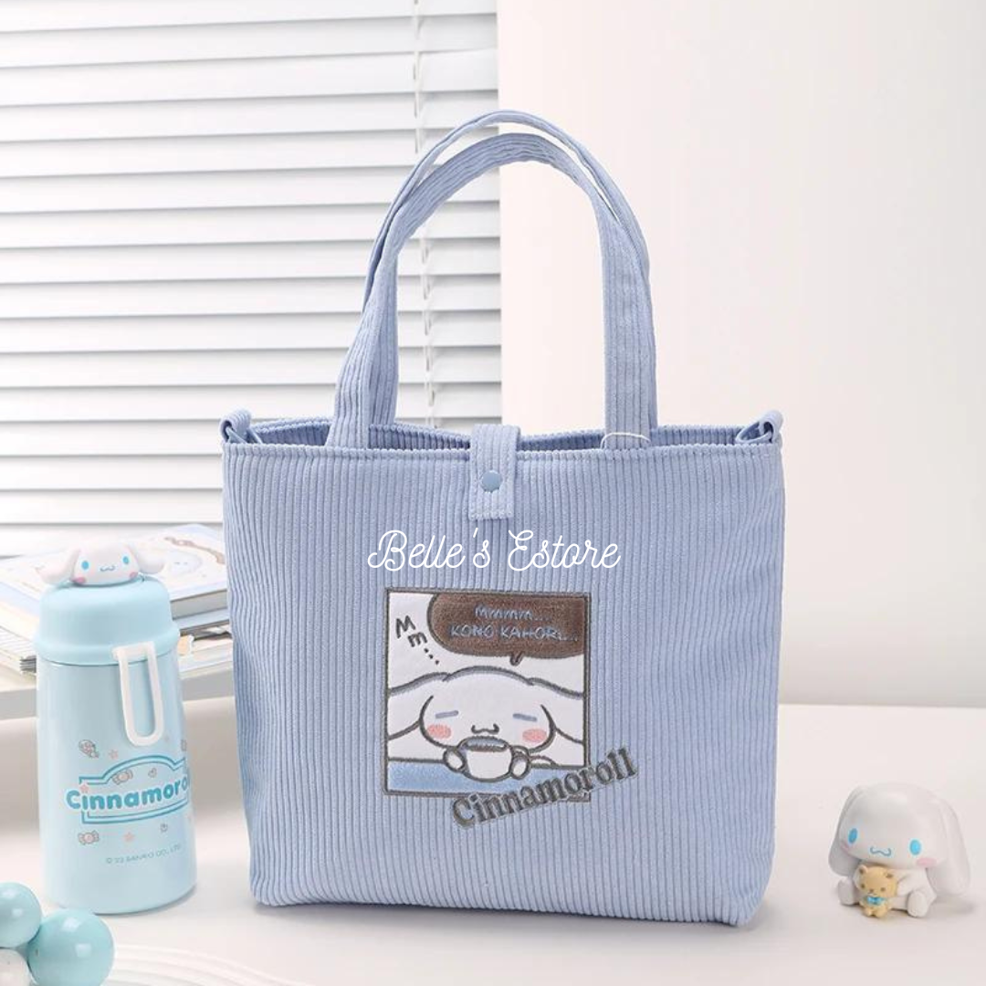 Sanrio Embroidered Corduroy Tote Bag (Pre-Order)