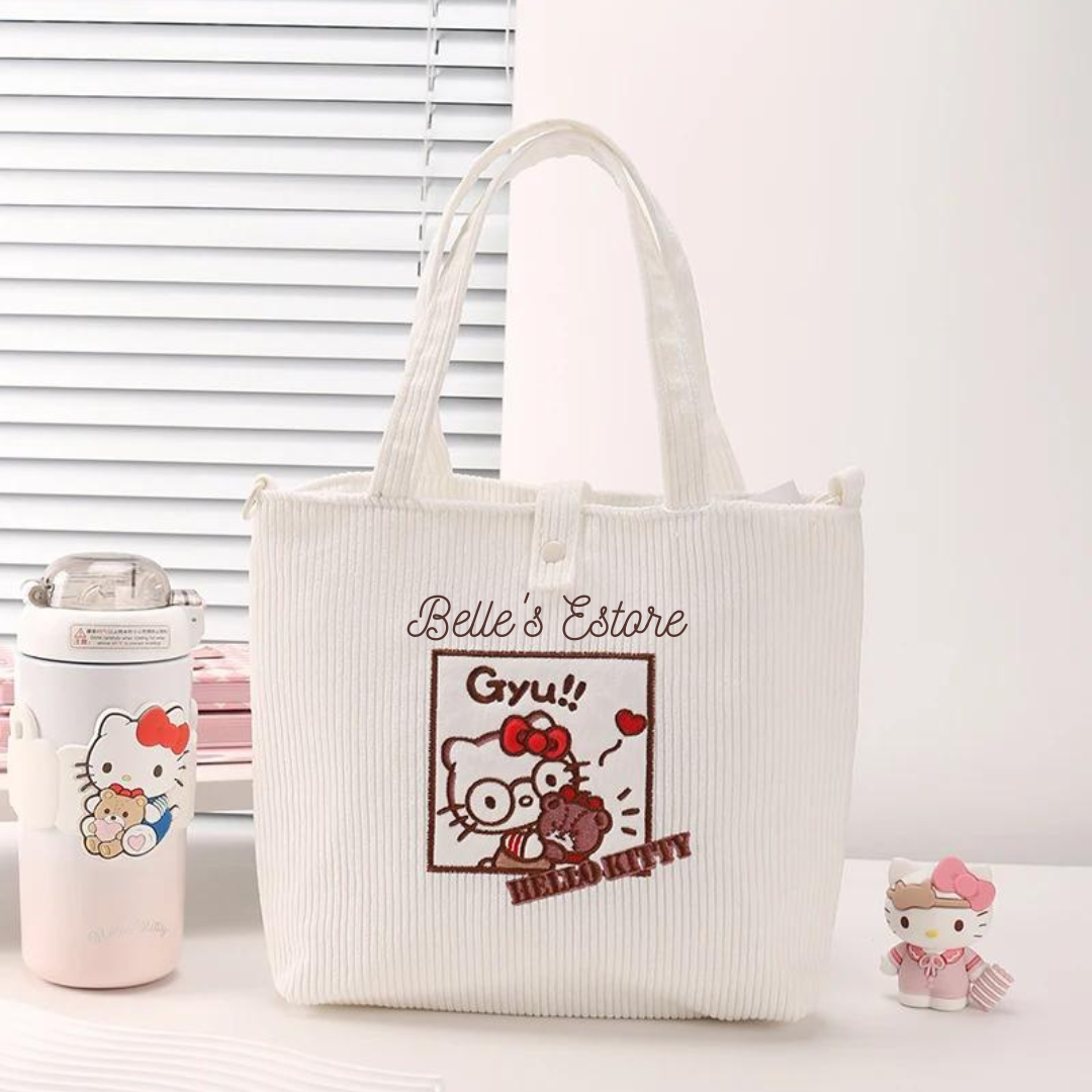 Sanrio Embroidered Corduroy Tote Bag (Pre-Order)