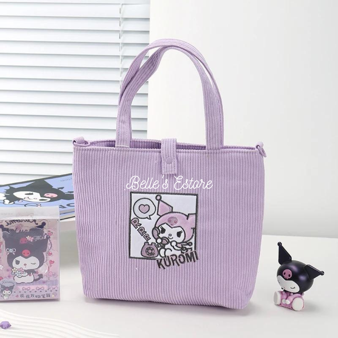 Sanrio Embroidered Corduroy Tote Bag (Pre-Order)