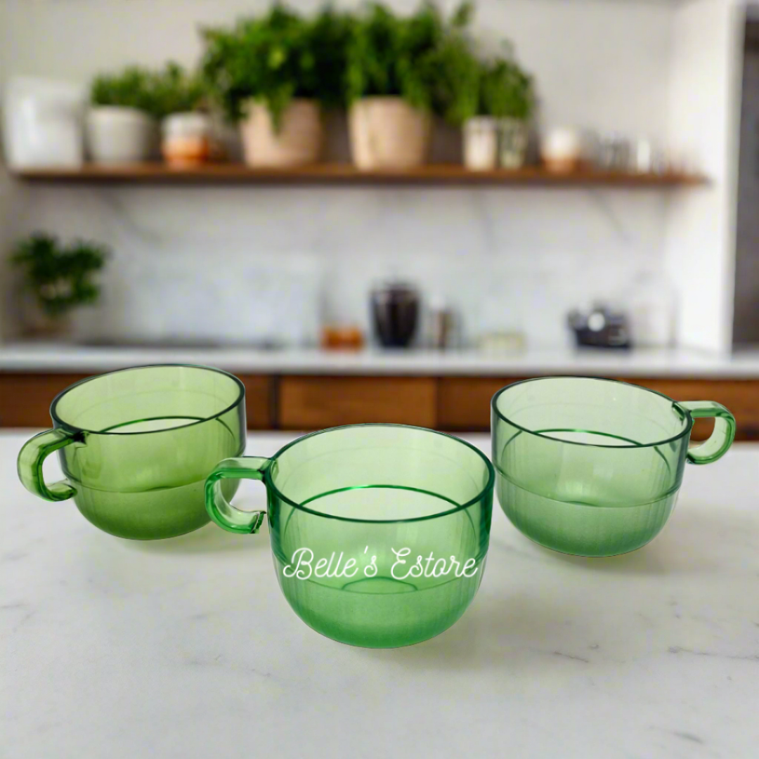 Crystal Cup Set of 3 Green (Instock)