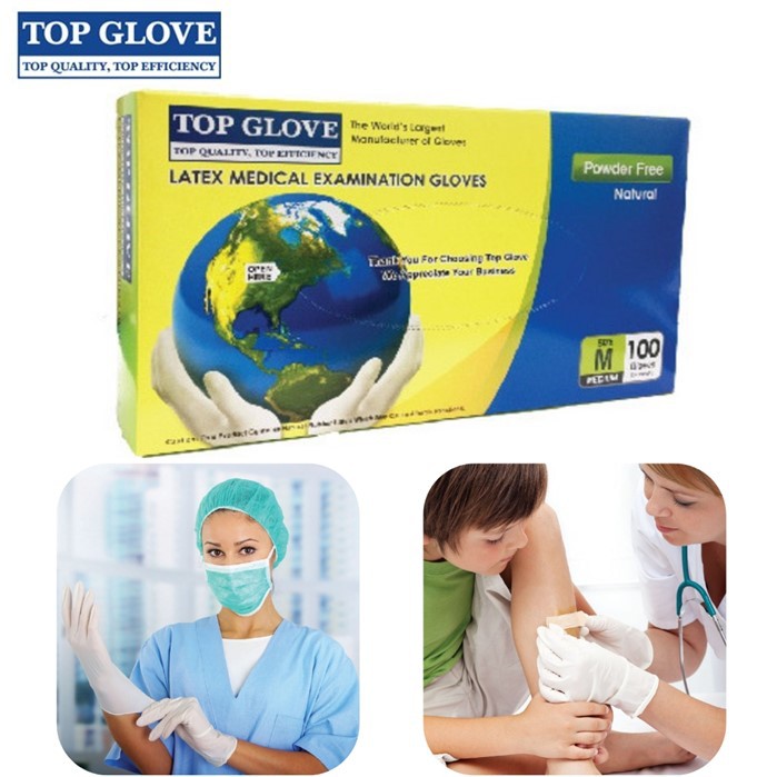 Top Glove Latex Gloves Cw54 (powder Free) 100 pcs in a box