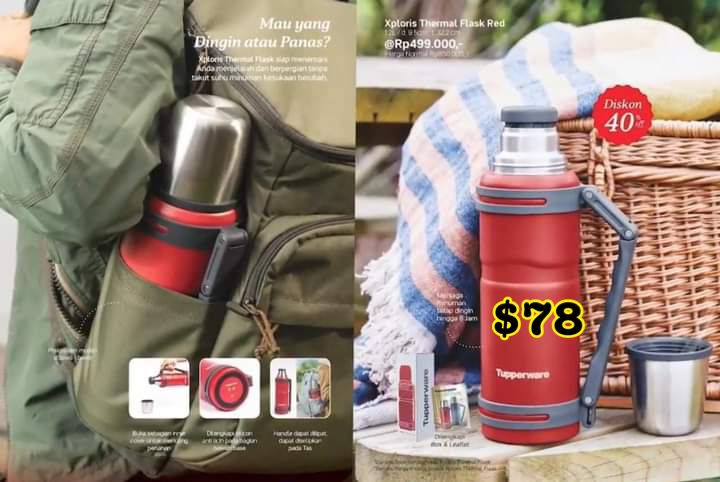 Xploris Thermal Flask 1.2L Red (Instock)