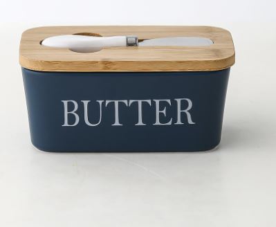 Nordic Ceramic Butter Box with Wood Lid and butter cutter set (Pre-Order)