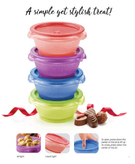 Colorful One Touch Bowl 400ml Set of 4 (Instock)