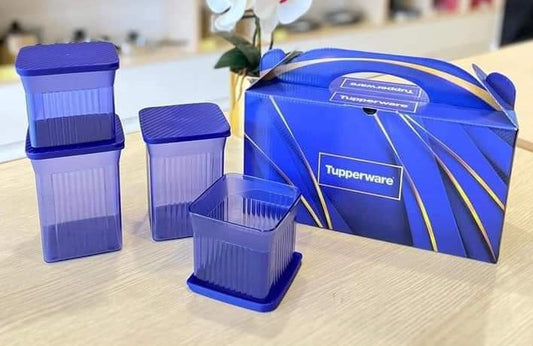 Elegant Blue Square Set of 4 with Gift Box  (Instock)